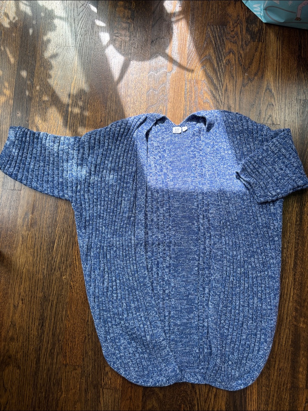 GAP Blue Marled Ribbed Open Cardigan sz xs